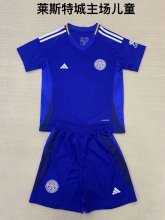 24/25 Leicester City  Home Kids Kits 1:1 Soccer Jersey