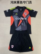 24/25  River Plate Goalkeeper Black Kids Kits 1:1 Quality Soccer Jersey