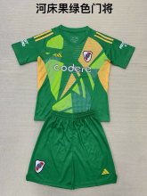 24/25  River Plate Goalkeeper Green Kids Kits 1:1 Quality Soccer Jersey