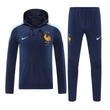 24/25 France Hooded Long Sleeved Blue1:1 Training suit
