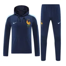 24/25 France Hooded Long Sleeved Blue1:1 Training suit