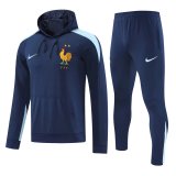 24/25 France Hooded Long Sleeved Blue1:1 Training suit