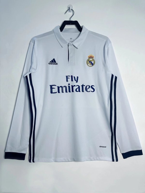 2016/2017  Real Madrid Home Long Sleeve Retro 1:1 Quality Soccer Jersey