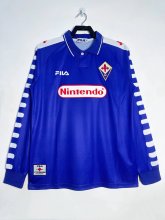 1998/1999 Fiorentina Home Blue Long Sleeve Fans Retro 1:1 Quality Soccer Jersey