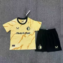 25/26 Feyenoord Rotterdam Yellow Kids Kits 1:1 Quality Soccer Jersey