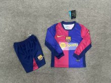24/25 Barcelona Home Long sleeved Kids Kits 1:1  Quality Soccer Jersey