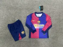 24/25 Barcelona Home Long sleeved Kids Kits 1:1  Quality Soccer Jersey