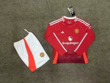 24/25 Manchester United  Home Long sleeved Kids Kits 1:1 Soccer Jersey