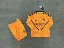 24/25 Real Madrid  Away Long sleeved Kids Kits 1:1 Quality Soccer Jersey