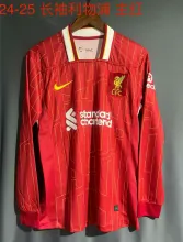24/25 Liverpool Home Long Sleeve Fans 1:1 Quality Soccer Jersey