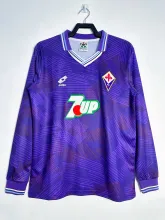 1992/1993 Fiorentina Home Blue Long Sleeve Fans Retro 1:1 Quality Soccer Jersey