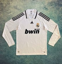 2008/2009 Real Madrid Home White Long Sleeve Retro 1:1 Quality Soccer Jersey
