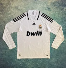 2008/2009 Real Madrid Home White Long Sleeve Retro 1:1 Quality Soccer Jersey