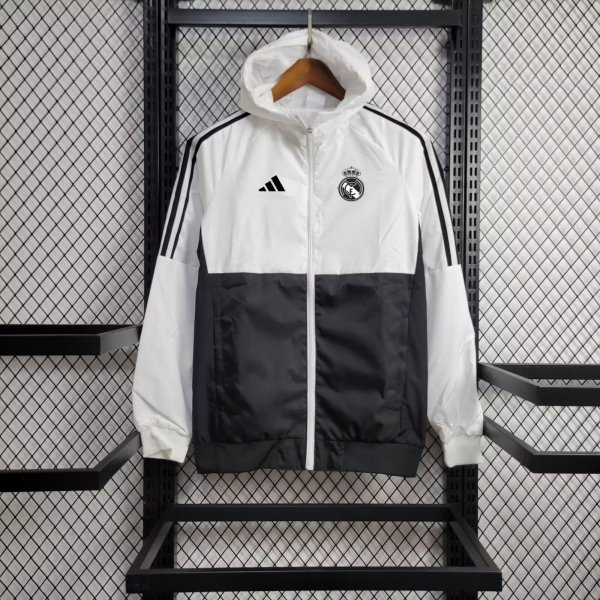 24/25  Real Madrid  White And Black Windbreaker