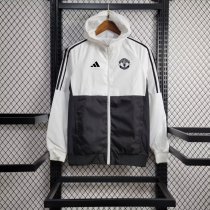 24/25 Manchester United White And Black Windbreaker