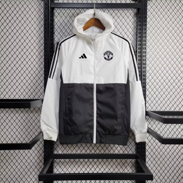 24/25 Manchester United White And Black Windbreaker