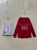 2007/2008 Manchester United Home Long sleeves Kids Retro 1:1 Quality Soccer Jersey