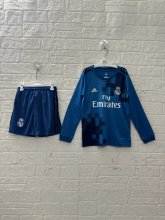 2017/2018 Real Madrid Third Long sleeves Kids Retro 1:1 Quality Soccer Jersey