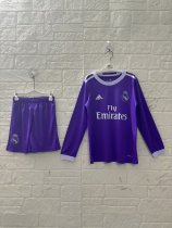 2016/2017 Real Madrid  Away Long sleeve Kids Retro 1:1 Quality Soccer Jersey