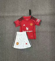 25/26 Manchester United Home Kids Kits 1:1 Quality Soccer Jersey