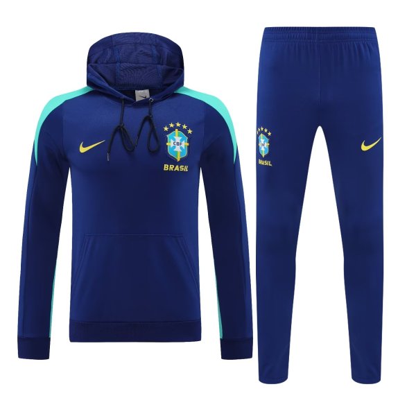 24/25 Brazil Hooded Long Sleeved Blue 1:1 Training suit