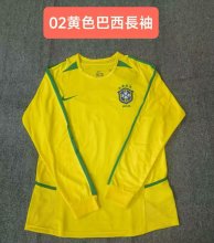 2002 Brazil Home Long Sleeve Fans Retro  1:1 Quality  Soccer Jersey