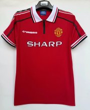1998/1999 Manchester United Home Red Fans Retro 1:1 Quality Soccer Jersey