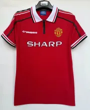 1998/1999 Manchester United Home Red Fans Retro 1:1 Quality Soccer Jersey