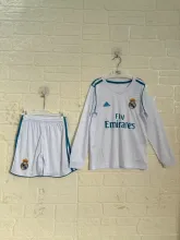 2017/2018 Real Madrid Home Long sleeves Kids Retro 1:1 Quality Soccer Jersey