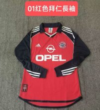 2001 Bayern Munich Home Red Long Sleeve Retro 1:1 Quality Soccer Jersey