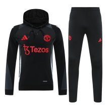 24/25 Manchester United Hooded Long Sleeved Black 1:1 Training suit