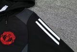 24/25 Manchester United Hooded Long Sleeved Black 1:1 Training suit