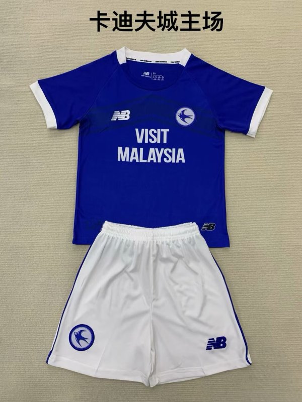 24/25 Cardiff City Home Kids Kits 1:1 Quality Soccer Jersey