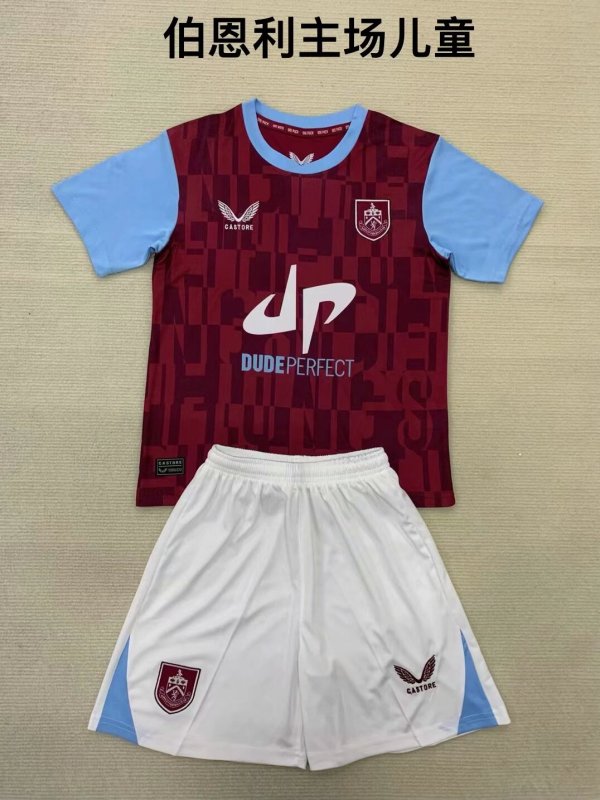 24/25 Burnley Home Kids Kits 1:1 Quality Soccer Jersey