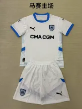 24/25 Marseille Home Kids Kits 1:1 Quality Soccer Jersey
