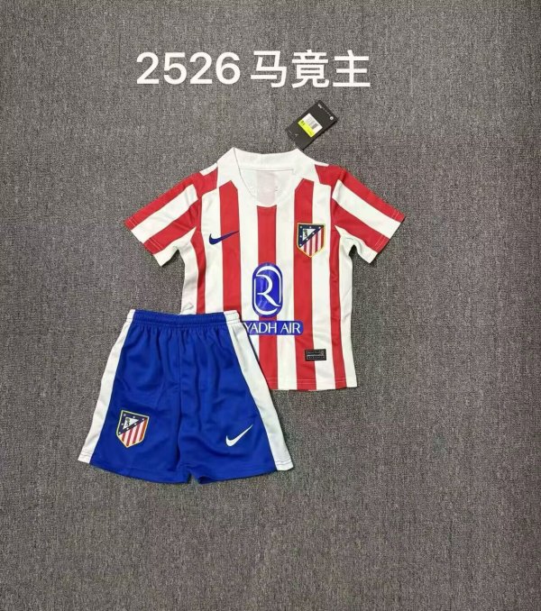 25/26 Atletico Madrid Home Kids Soccer Jersey