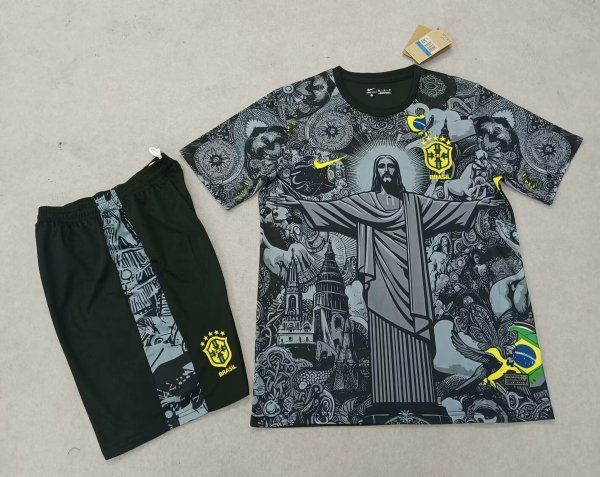 24/25 Brazil Goddess Black Adult Kits  1:1  Quality  Soccer Jersey（成人套装）
