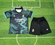 25/26 Real Madrid Special Edition Black Green Dragon Kids Kits 1:1 Quality Soccer Jersey