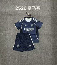 25/26 Real Madrid Away Kids Kits 1:1 Quality Soccer Jersey