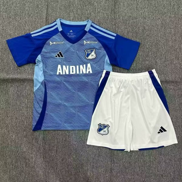 25/26 Millonarios Futbol Home Kids Kits 1:1 Quality Soccer Jersey