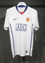 2008/2009 Manchester United Away White Champions League Player 1:1 Quality Retro Soccer Jersey