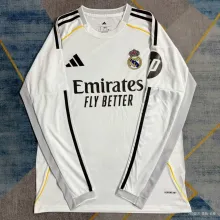 25/26 Real Madrid Home  Long sleeve Fans 1:1 Quality Soccer Jersey