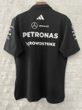 2025 F1 Mercedes  Black POLO Short Sleeve Racing Suit 1:1 Quality F1 Jerseys