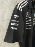 2025 F1 Mercedes  Black POLO Short Sleeve Racing Suit 1:1 Quality F1 Jerseys