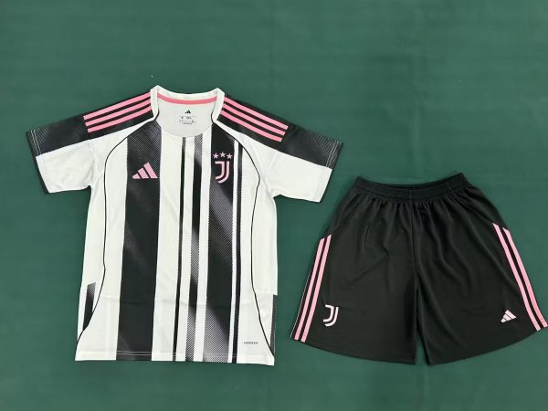 25/26 Juventus Home Kids Kits 1:1 Quality Soccer Jersey