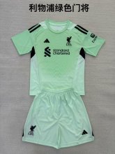 25/26  Liverpool Goalkeeper Green Kids Kits 1:1 Quality Soccer Jersey