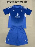 25/26 Juventus Goalkeeper Blue Kids Kits 1:1 Quality Soccer Jersey