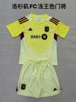 25/26 Los Angeles Goalkeeper Light Yellow Kids Kits 1:1 Quality Soccer Jersey