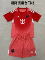 25/26 Inter Miami Goalkeeper Orange Kids 1:1 Quality  Soccer Jersey