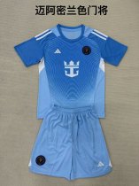 25/26 Inter Miami Goalkeeper Blue Kids 1:1 Quality  Soccer Jersey